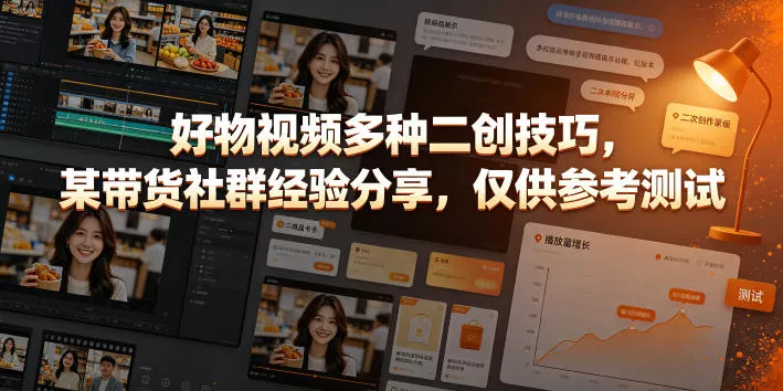 好物视频多种二创技巧，某带货社群经验分享，仅供参考测试客创社区-专注互联网轻资产资源整合与分享客创社区-专注互联网轻资产资源整合与分享