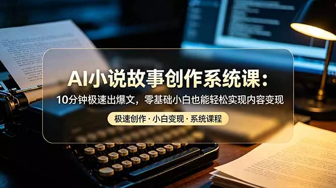 AI小说故事创作系统课：10分钟极速出爆文，零基础小白也能轻松实现内容变现客创社区-专注互联网轻资产资源整合与分享客创社区-专注互联网轻资产资源整合与分享