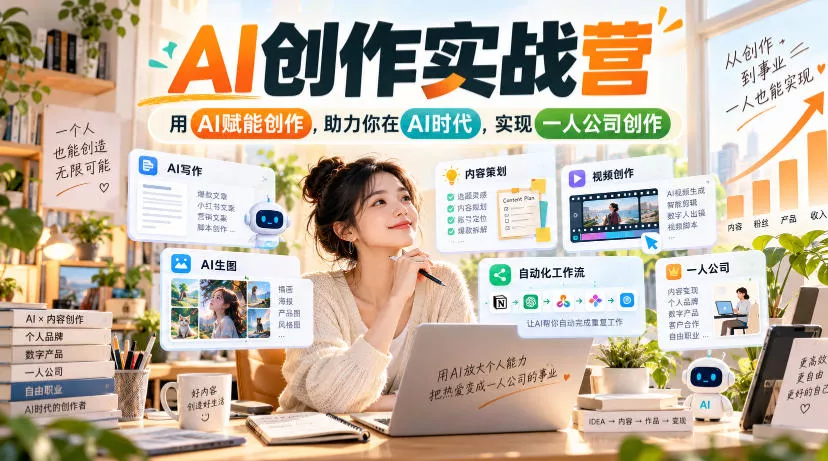 AI创作实战营，用AI赋能创作，助力你在AI时代，实现一人公司创作星享资源网HS游戏库