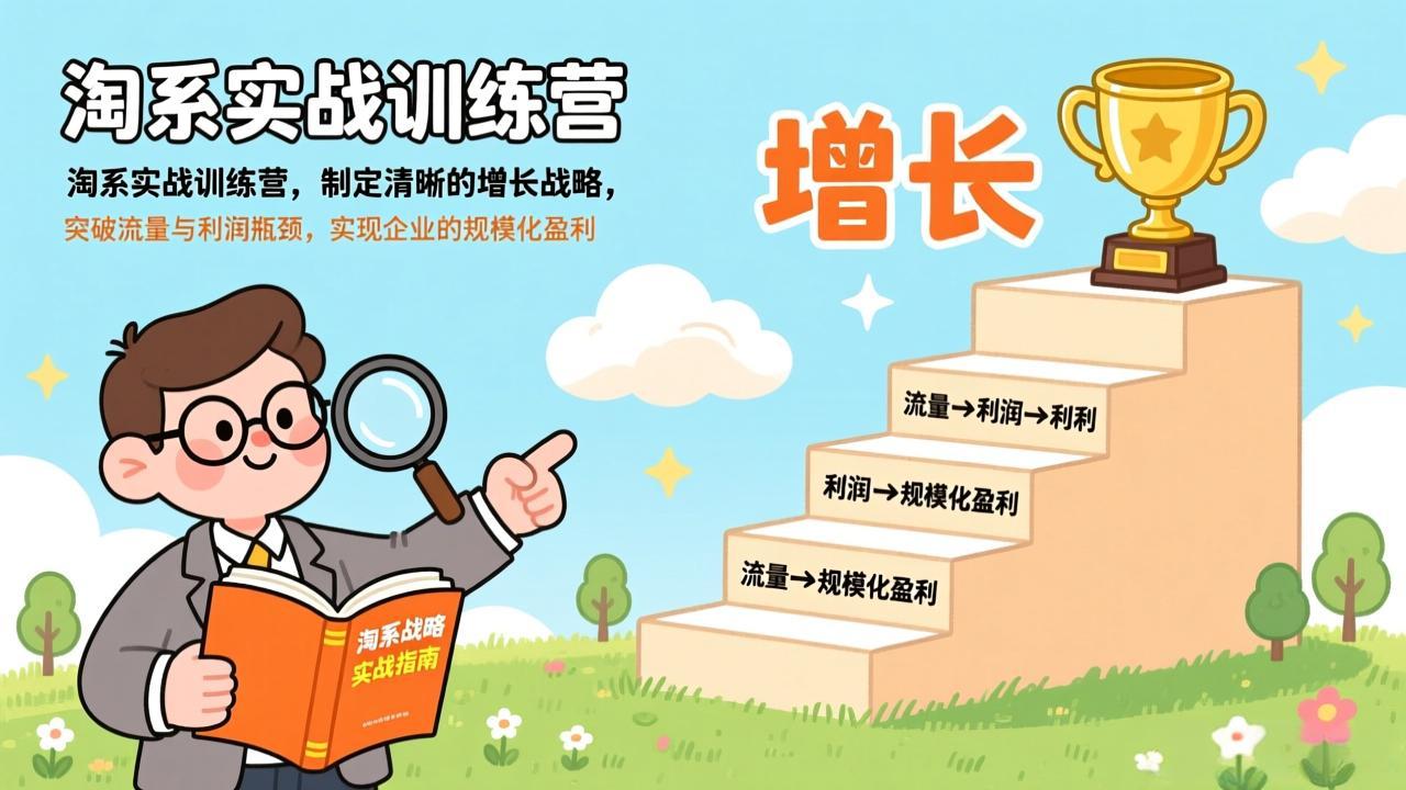 淘系实战训练营，制定清晰的增长战略，突破流量与利润瓶颈，实现企业的规模化盈利主用 -、辅助 +中赚资源