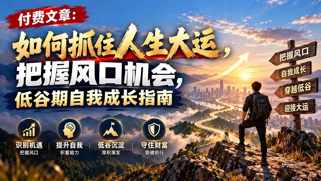 付费文章：如何抓住人生大运，把握风口机会，低谷期自我成长指南客创社区-专注互联网轻资产资源整合与分享客创社区-专注互联网轻资产资源整合与分享