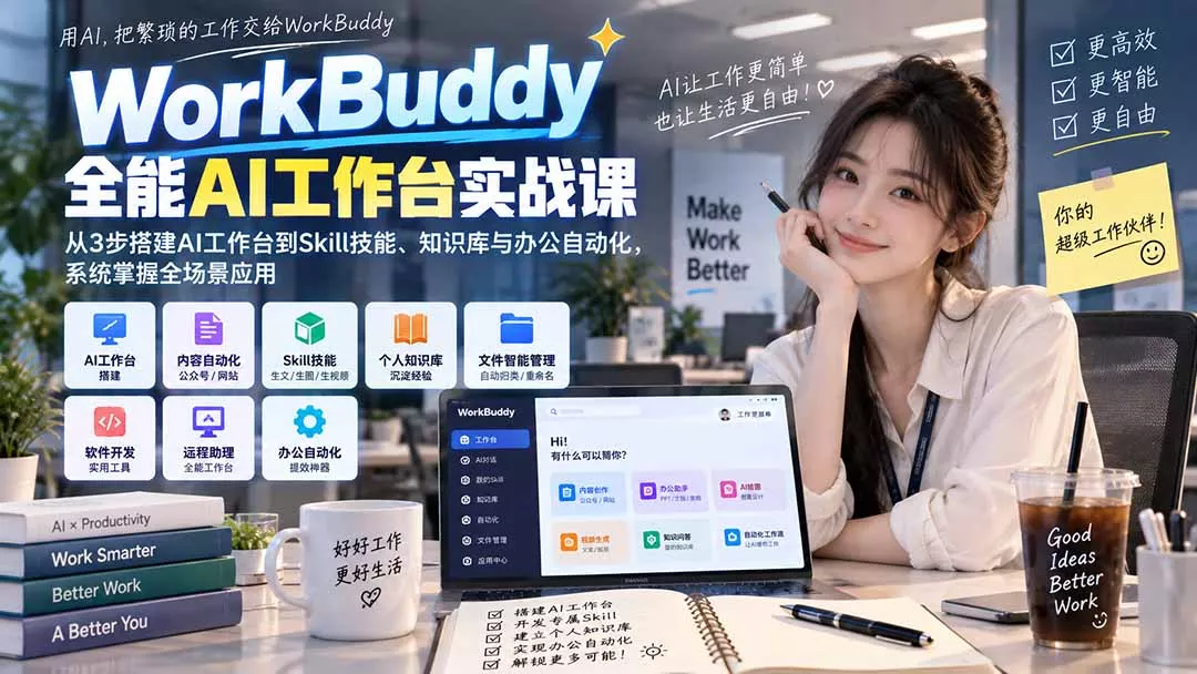 WorkBuddy全能AI工作台实战课:从3步搭建AI工作台到Skill技能、知识库与办公自动化,系统掌握全场景应用-云析科技