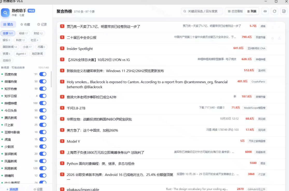 群友做了个非常不错的热点汇总工具！自媒体达人必备，聚合70+热榜