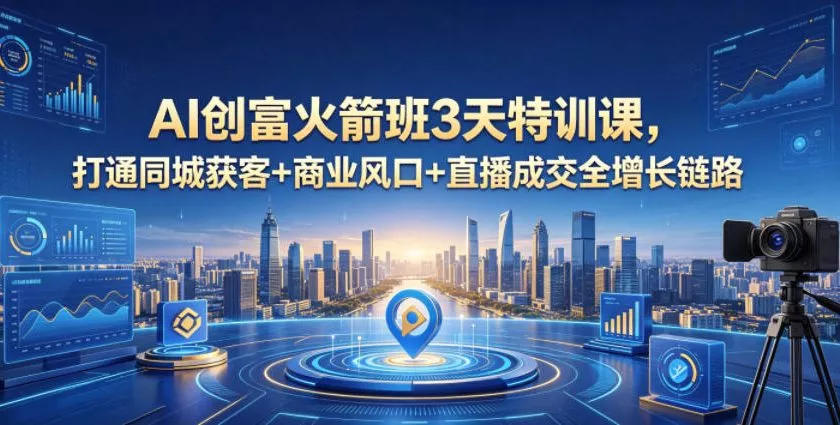 AI创富火箭班3天特训课，打通同城获客+商业风口+直播成交全增长链路，2026年4月新课客创社区-专注互联网轻资产资源整合与分享客创社区-专注互联网轻资产资源整合与分享