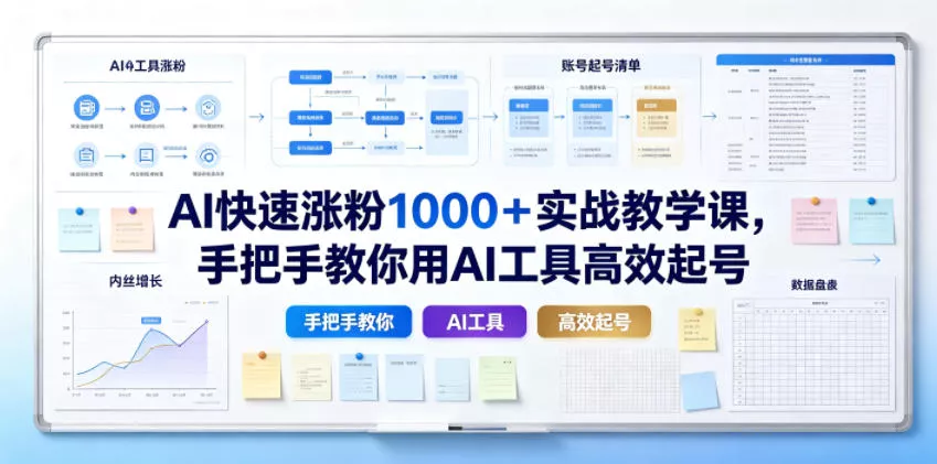 AI快速涨粉1000＋实战教学课，手把手教你用AI工具高效起号客创社区-专注互联网轻资产资源整合与分享客创社区-专注互联网轻资产资源整合与分享