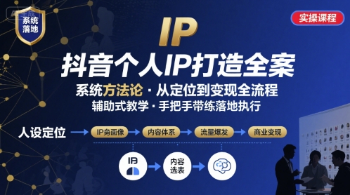 抖音个人IP系统落地实操大课，实操课程，辅助落地-客创社 - 专注互联网轻资产创业及网络项目资源整合与分享客创社-免费且强大的项目分享网站！