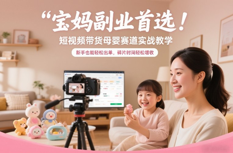宝妈副业首选！短视频带货母婴赛道实战教学，新手也能轻松出单，碎片时间轻松增收客创社区-专注互联网轻资产资源整合与分享客创社区-专注互联网轻资产资源整合与分享