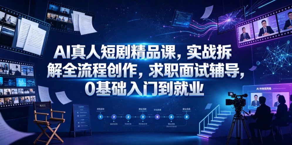 AI真人短剧精品课，实战拆解全流程创作，求职面试辅导，0基础入门到就业客创社区-专注互联网轻资产资源整合与分享客创社区-专注互联网轻资产资源整合与分享