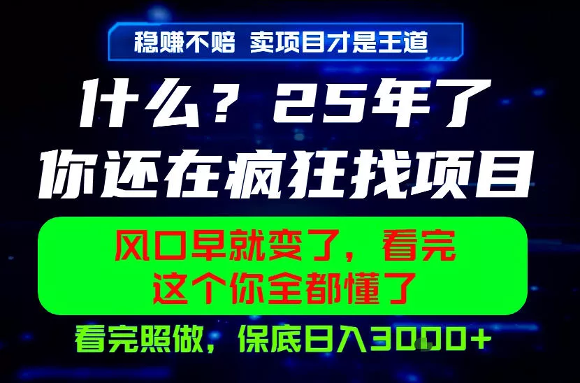 26年，请不要疯狂的找项目做了！卖项目才是真的稳賺不赔，看完照做，保底日入1k+【揭秘】客创社区-专注互联网轻资产资源整合与分享客创社区-专注互联网轻资产资源整合与分享