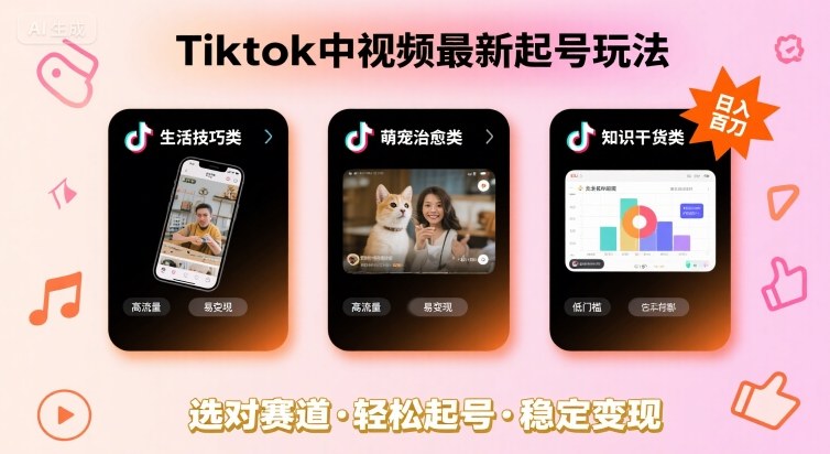Tiktok中视频最新起号玩法，想要日入百刀，做好这几个赛道就可以了-客创社 - 专注互联网轻资产创业及网络项目资源整合与分享客创社-免费且强大的项目分享网站！