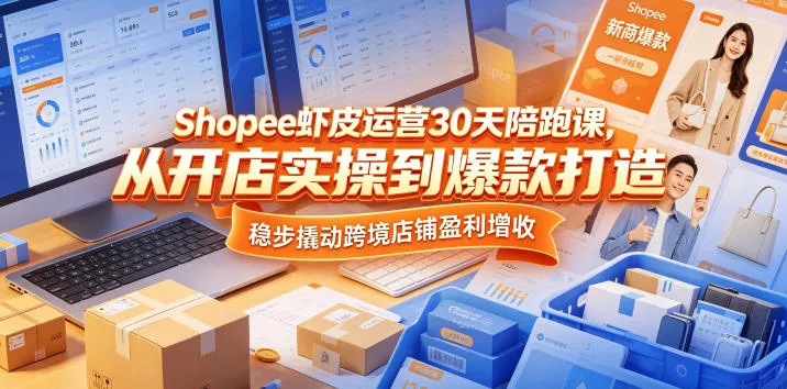Shopee虾皮运营30天陪跑课，从开店实操到爆款打造，稳步撬动跨境店铺盈利增收客创社区-专注互联网轻资产资源整合与分享客创社区-专注互联网轻资产资源整合与分享