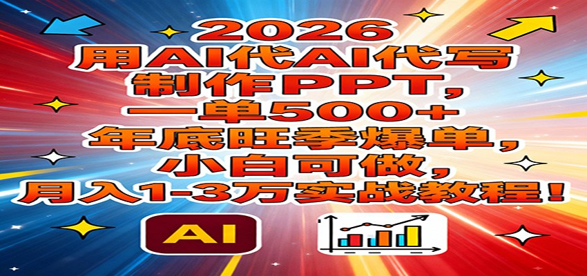 2026用AI代写制作PPT，一单500+，年底旺季爆单，小白可做，月入1-3万实战教程客创社区-专注互联网轻资产资源整合与分享客创社区-专注互联网轻资产资源整合与分享