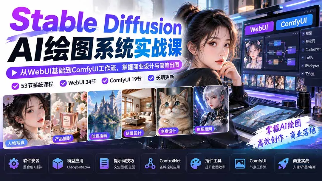 【无水印】Stable Diffusion AI绘图系统实战课：