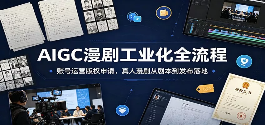 AIGC漫剧工业化全流程：账号运营版权申请，真人漫剧从剧本到发布落地客创社区-专注互联网轻资产资源整合与分享客创社区-专注互联网轻资产资源整合与分享