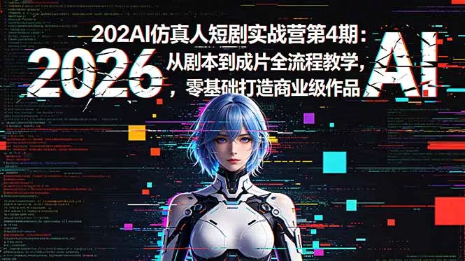 2026AI仿真人短剧实战营第4期：从剧本到成片全流程教学，零基础打造商业级作品 《鱼见海科技》-鱼见海资源网-免费PHP网站源码模板,插件软件网创AI智能体资源分享平台！