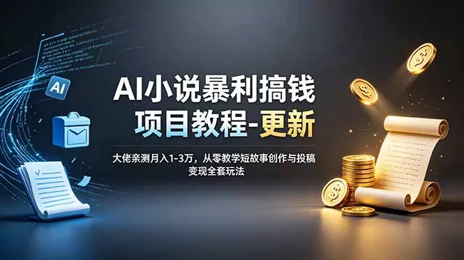 AI小说暴利搞钱项目教程-更新，大佬亲测月入1-3万，从零教学短故事创作与投稿变现全套玩法客创社区-专注互联网轻资产资源整合与分享客创社区-专注互联网轻资产资源整合与分享