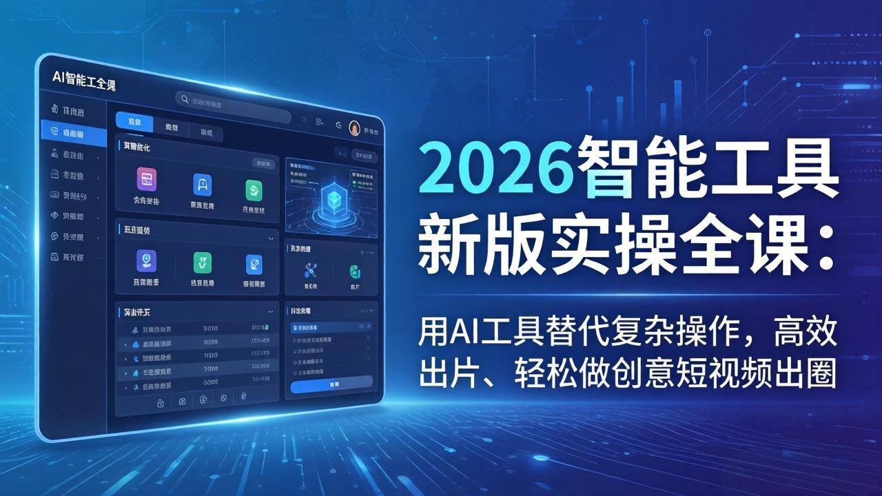 2026智能工具新版实操全课：用AI工具替代复杂操作，高效出片、轻松做创意短视频出圈-鱼见海资源网-免费PHP网站源码模板,插件软件网创AI智能体资源分享平台！