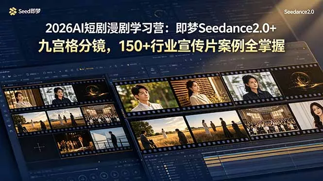 2026AI短剧漫剧学习营：即梦Seedance2.0+九宫格分镜，150+行业宣传片案例全掌握客创社区-专注互联网轻资产资源整合与分享客创社区-专注互联网轻资产资源整合与分享