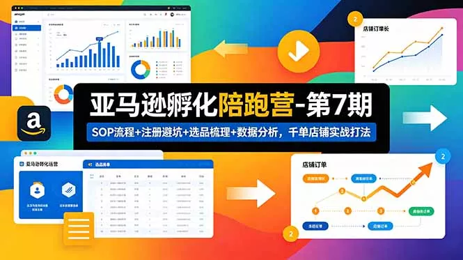 亚马逊孵化陪跑营-第7期：SOP流程+注册避坑+选品梳理+数据分析，千单店铺实战打法 《鱼见海科技》-鱼见海资源网-免费PHP网站源码模板,插件软件网创AI智能体资源分享平台！