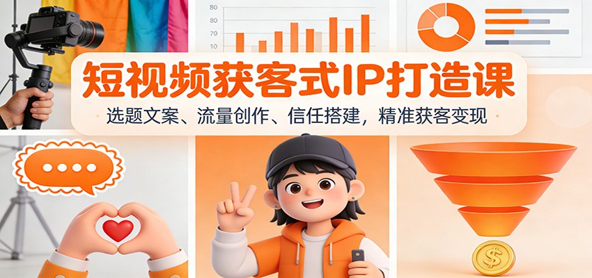 短视频获客式IP打造课：选题文案、流量创作、信任搭建，精准获客变现客创社区-专注互联网轻资产资源整合与分享客创社区-专注互联网轻资产资源整合与分享