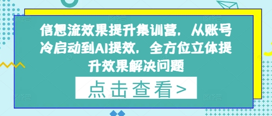 信息流效果提升集训营，从账号冷启动到AI提效，全方位立体提升效果解决问题-客创社 - 专注互联网轻资产创业及网络项目资源整合与分享客创社-免费且强大的项目分享网站！