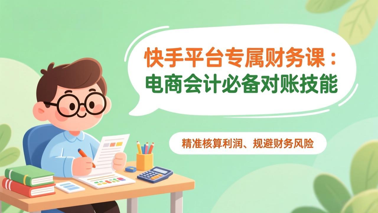 快手平台专属财务课：电商会计必备对账技能，精准核算利润、规避财务风险客创社区-专注互联网轻资产资源整合与分享客创社区-专注互联网轻资产资源整合与分享