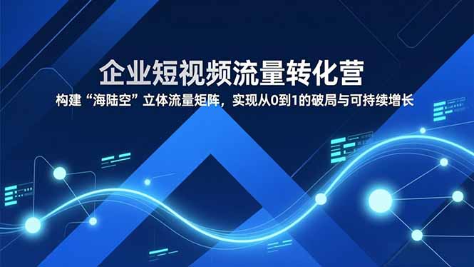 企业短视频流量转化营，构建“海陆空”立体流量矩阵，实现从0到1的破局与可持续增长客创社区-专注互联网轻资产资源整合与分享客创社区-专注互联网轻资产资源整合与分享