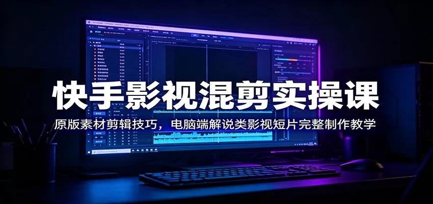 快手影视混剪实操课：原版素材剪辑技巧，电脑端解说类影视短片完整制作教学-软件百科