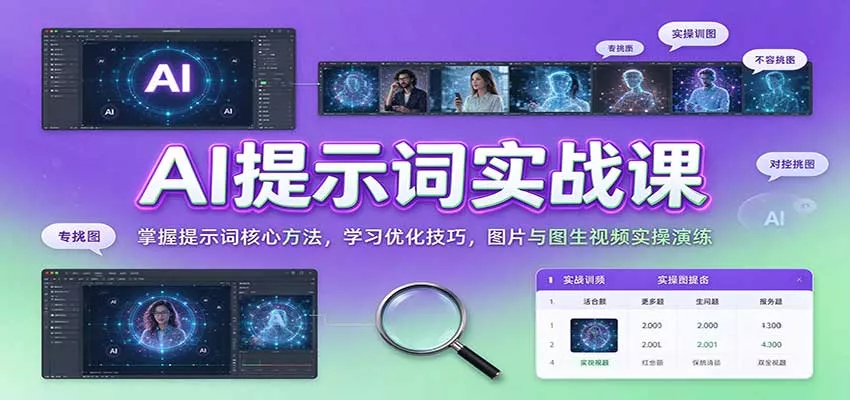 AI提示词实战课：掌握提示词核心方法，学习优化技巧，图片与图生视频实操演练客创社区-专注互联网轻资产资源整合与分享客创社区-专注互联网轻资产资源整合与分享