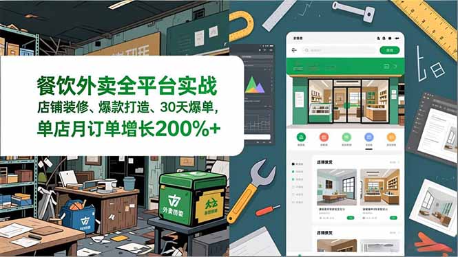 餐饮外卖全平台实战，店铺装修、爆款打造、30天爆单，手把手教学，单店月订单增长200%+客创社区-专注互联网轻资产资源整合与分享客创社区-专注互联网轻资产资源整合与分享