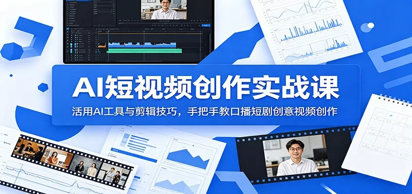 AI短视频创作实战课：活用AI工具与剪辑技巧，手把手教口播短剧创意视频创作客创社区-专注互联网轻资产资源整合与分享客创社区-专注互联网轻资产资源整合与分享