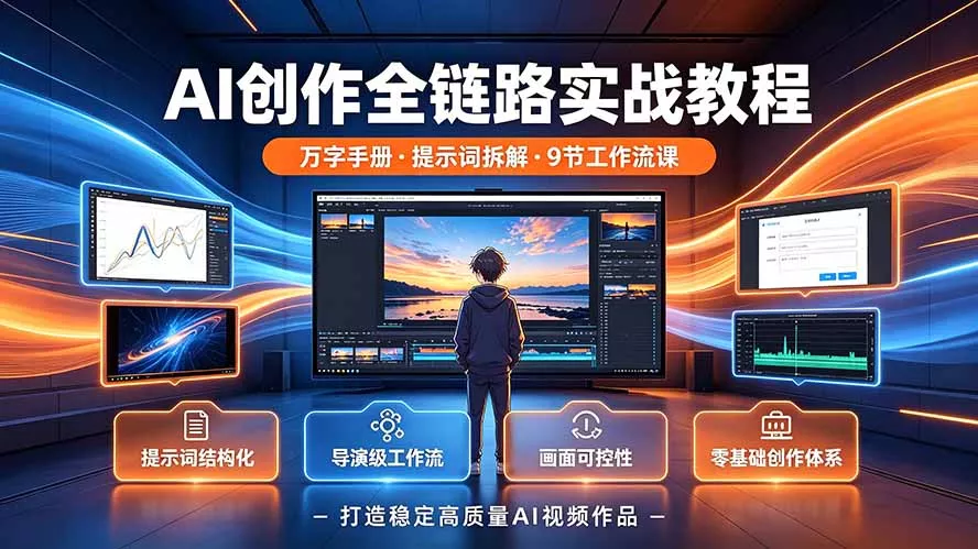AI创作全链路实战教程｜万字手册·提示词拆解·9节工作流课，打造稳定高质量AI视频作品 《鱼见海科技》-鱼见海资源网-免费PHP网站源码模板,插件软件网创AI智能体资源分享平台！