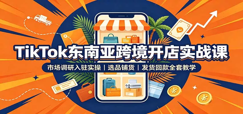 TikTok东南亚跨境开店实战课：市场调研入驻实操，选品铺货，发货回款全套教学客创社区-专注互联网轻资产资源整合与分享客创社区-专注互联网轻资产资源整合与分享