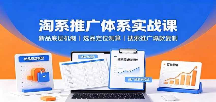 淘系推广体系实战课：新品底层机制，选品定位测算，搜索推广爆款复制客创社区-专注互联网轻资产资源整合与分享客创社区-专注互联网轻资产资源整合与分享