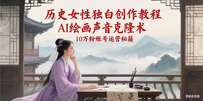 历史女性独白创作教程，AI绘画声音克隆术，10万粉账号运营秘籍-客创社 - 专注互联网轻资产创业及网络项目资源整合与分享客创社-免费且强大的项目分享网站！