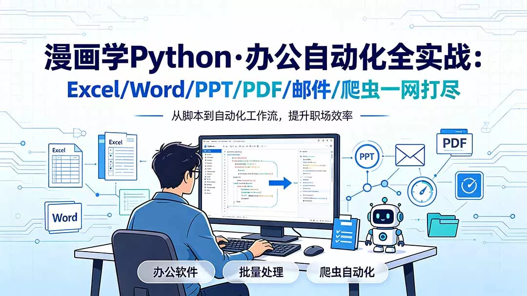 漫画学Python·办公自动化全实战：Excel/Word/PPT/PDF/邮件/爬虫一网打尽 《鱼见海科技》-鱼见海资源网-免费PHP网站源码模板,插件软件网创AI智能体资源分享平台！