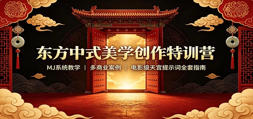 东方中式美学创作特训营：MJ系统教学，多商业案例，电影级天宫提示词全套指南 《鱼见海科技》-鱼见海资源网-免费PHP网站源码模板,插件软件网创AI智能体资源分享平台！