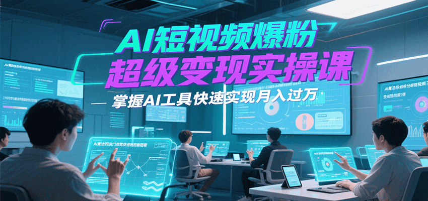 AI短视频爆粉超级变现实操课，掌握AI工具快速实现月入过万-客创社 - 专注互联网轻资产创业及网络项目资源整合与分享客创社-免费且强大的项目分享网站！