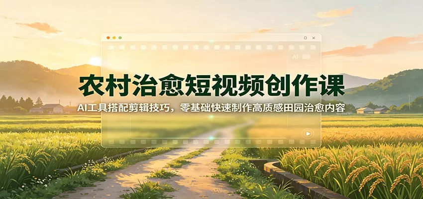 农村治愈短视频创作课：AI工具搭配剪辑技巧，零基础快速制作高质感田园治愈内容星享资源网星享资源网