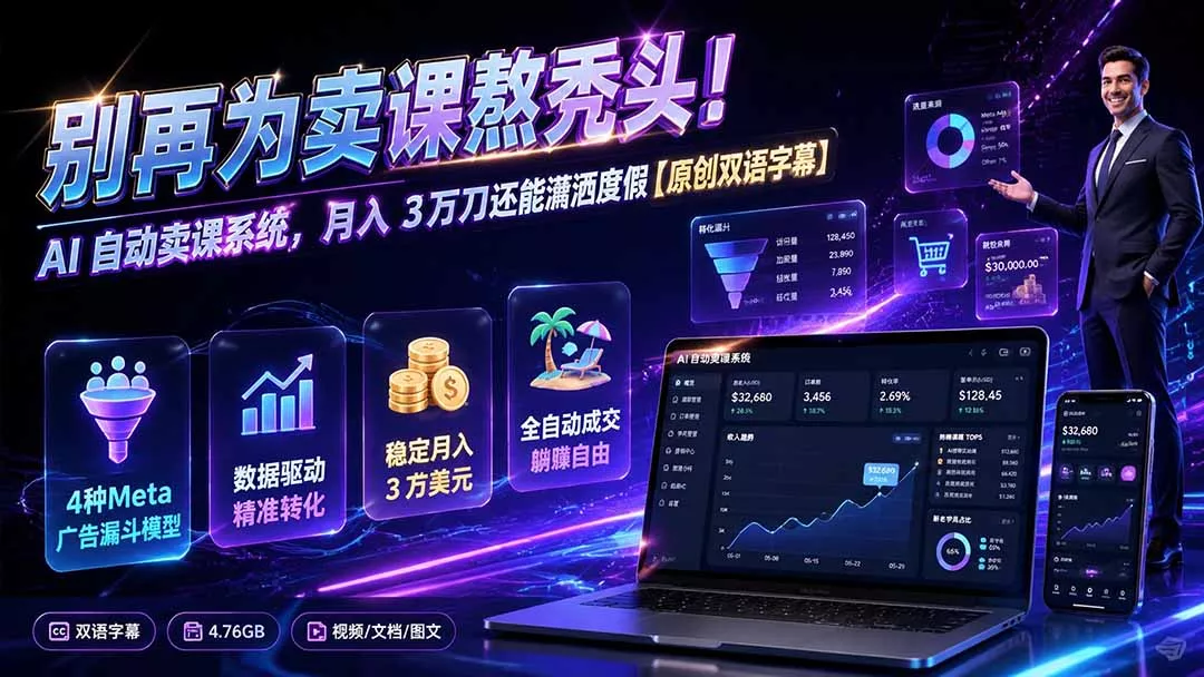 别再为卖课熬秃头！AI 自动卖课系统，月入 3 万刀还能潇洒度假【原创双语字幕】-软件百科