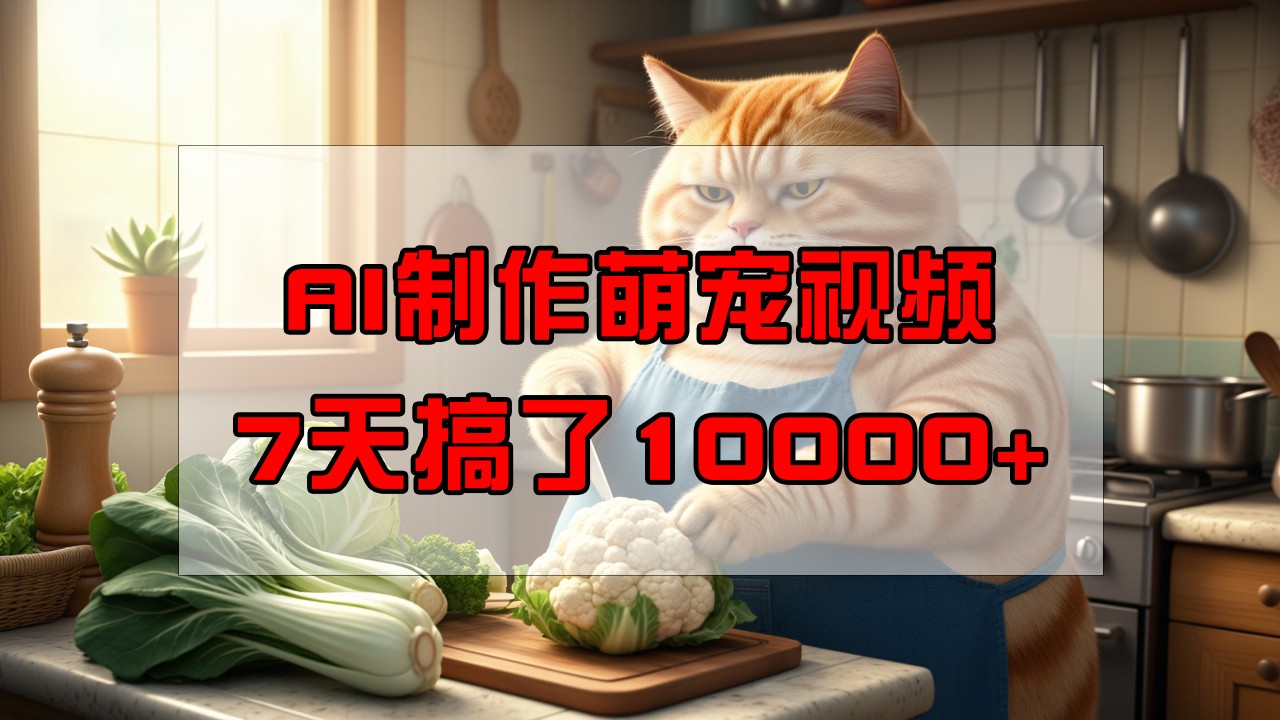 靠AI制作萌宠视频，7天搞了1万+，操作简单门槛低，有手机就行客创社 - 专注互联网轻资产创业及网络项目资源整合与分享客创社 - 专注互联网轻资产创业及网络项目资源整合与分享