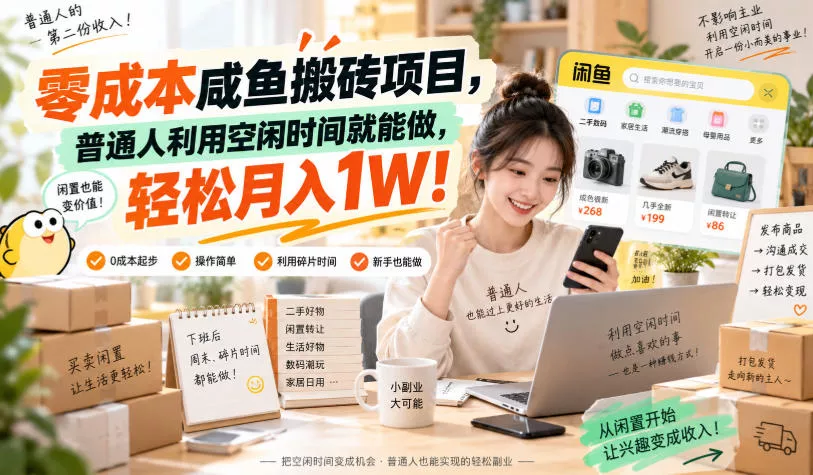 零成本咸鱼搬砖项目，普通人利用空闲时间就能做，轻松月入1W！【揭秘】星享资源网星享资源网