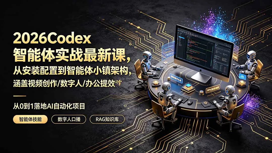 2026Codex智能体实战最新课，从安装配置到智能体小镇架构，涵盖视频创作/数字人/办公提效全技能 《鱼见海科技》-鱼见海资源网-免费PHP网站源码模板,插件软件网创AI智能体资源分享平台！