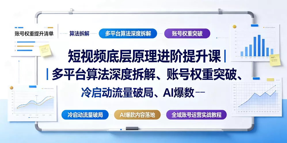 短视频底层原理进阶提升课｜多平台算法深度拆解、账号权重突破、冷启动流量破局、AI爆款内容落地与全域账号运营实战教程 《鱼见海科技》-鱼见海资源网-免费PHP网站源码模板,插件软件网创AI智能体资源分享平台！