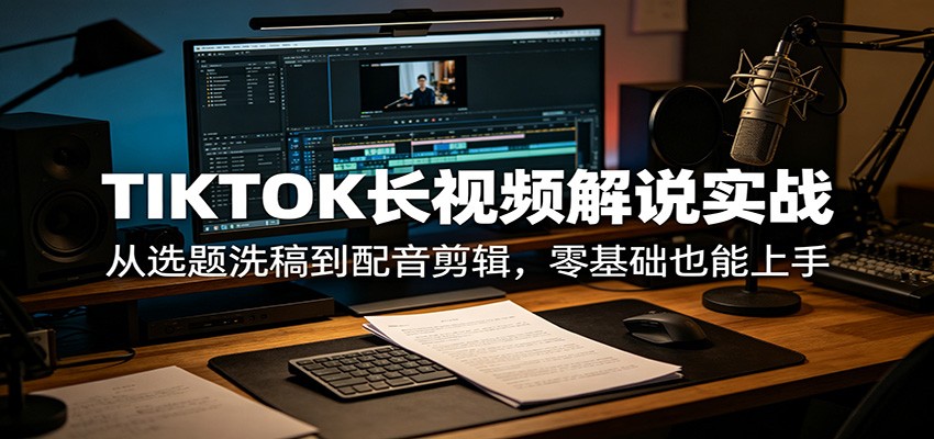 TIKTOK长视频解说实战：从选题洗稿到配音剪辑，零基础也能上手客创社区-专注互联网轻资产资源整合与分享客创社区-专注互联网轻资产资源整合与分享