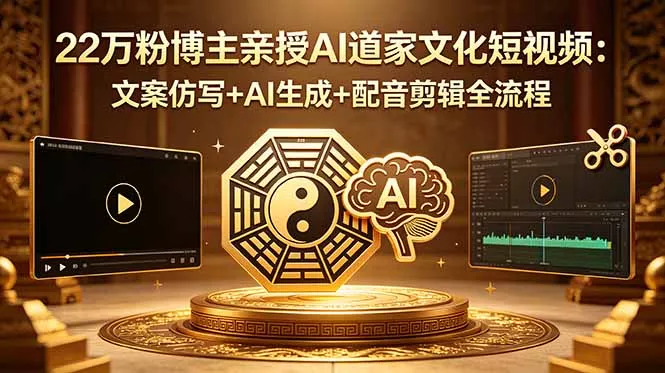 22万粉博主亲授AI道家文化短视频：文案仿写+AI生成+配音剪辑全流程 《鱼见海科技》-鱼见海资源网-免费PHP网站源码模板,插件软件网创AI智能体资源分享平台！