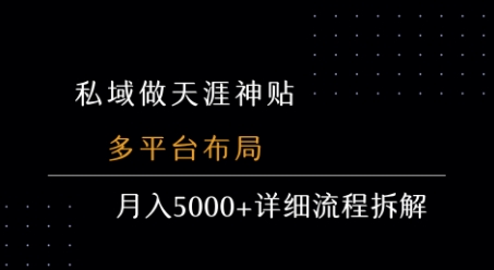 私域做天涯神贴 多平台布局 月入5k+详细流程拆解-客创社 - 专注互联网轻资产创业及网络项目资源整合与分享客创社-免费且强大的项目分享网站！