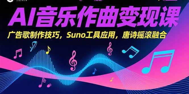 （15370期）AI音乐作曲变现课，广告歌制作技巧，Suno工具应用，唐诗摇滚融合-客创社 - 专注互联网轻资产创业及网络项目资源整合与分享客创社-免费且强大的项目分享网站！