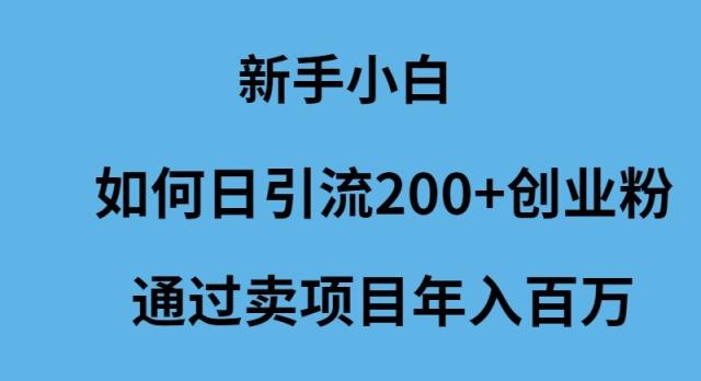 (9668期)新手小白如何日引流200+创业粉通过卖项目年入百万客创社 - 专注互联网轻资产创业及网络项目资源整合与分享客创社 - 专注互联网轻资产创业及网络项目资源整合与分享