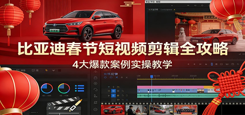 比亚迪春节短视频剪辑全攻略，4大爆款案例实操教学客创社区-专注互联网轻资产资源整合与分享客创社区-专注互联网轻资产资源整合与分享